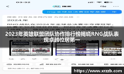 2023年英雄联盟团队协作排行榜揭晓RNG战队表现卓越位居第一